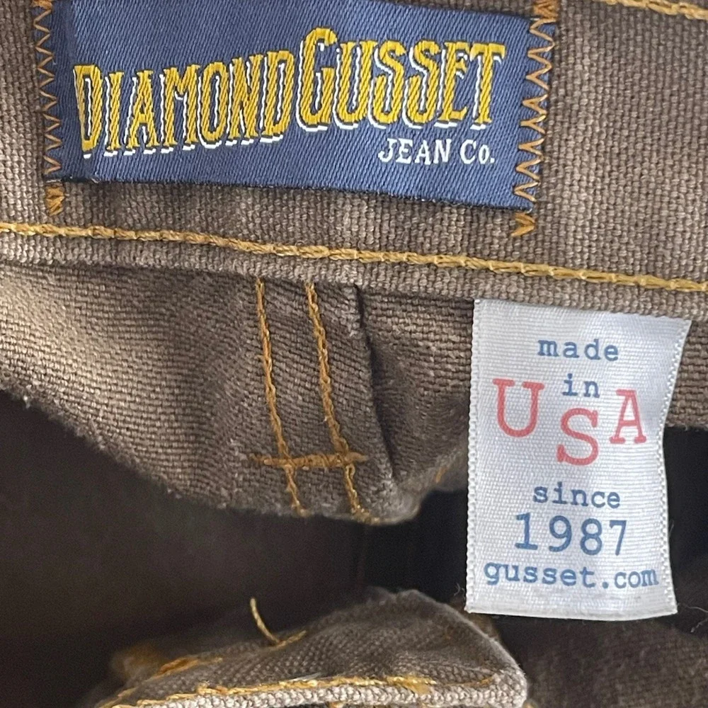 Diamond Gusset Jean Co Mens Brown Canvas‎ Work Pants Made in USA 42x36 DMECVS201
